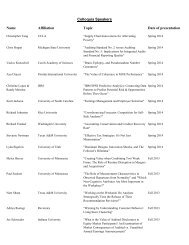 Name Affiliation Topic Date of presentation Colloquia Speakers