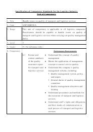 Specification of Competency Standards for the Logistics Industry ...