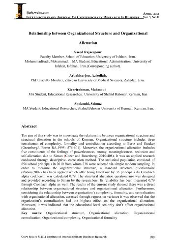 Relationship between Organizational Structure and - journal ...