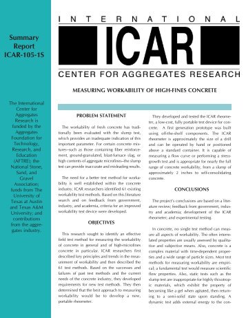 Summary Report ICAR-105-1S - International Center for Aggregates ...