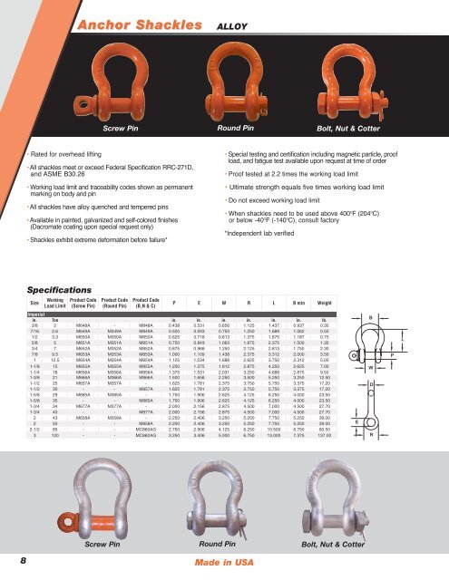 SUPER STRONG SHACKLES - Columbus McKinnon Corporation