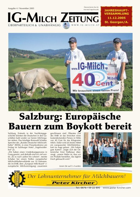 Salzburg: EuropÃ¤ische Bauern zum Boykott bereit - IG-Milch