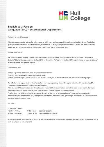 EFL Leaflet - English in Britain
