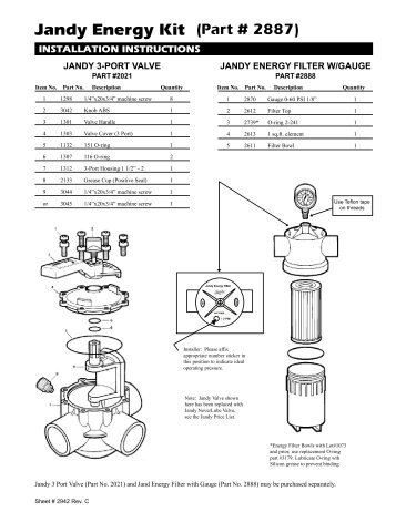 Jandy Energy Kit Manual - Inyo Swimming Pool Products