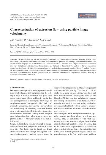 Characterization of extrusion flow using particle image velocimetry