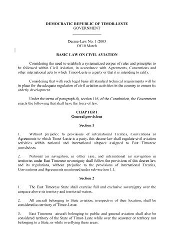 Decree-Law No. 1 /2003 Of 10 March BASIC LAW ON CIVIL ...