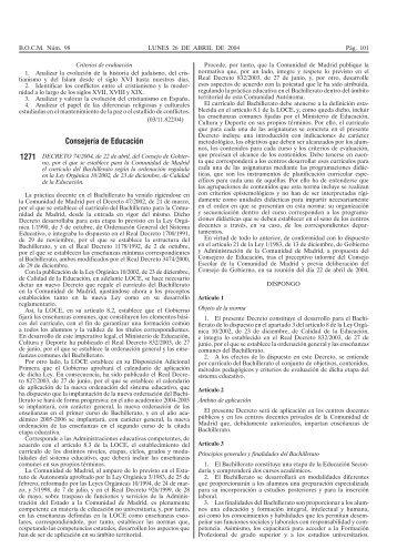 decreto 74/2004 curriculo bachillerato - CSIT UniÃ³n Profesional