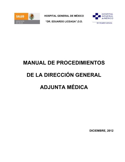 Manual de Procedimientos de la Dirección General Adjunta Médica