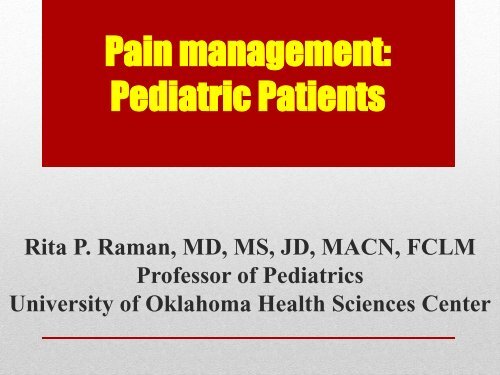 Pain management in infants and children