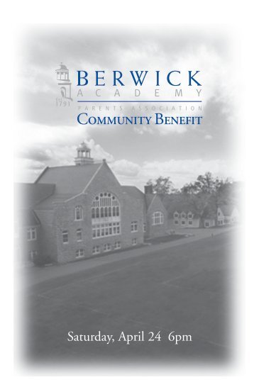 Saturday, April 24 6pm - Berwick Academy