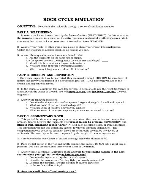 Rock Cycle Simulation Marcia S Science Teaching Ideas Rock Cycle Simulation Marcia S Science Teaching Ideas