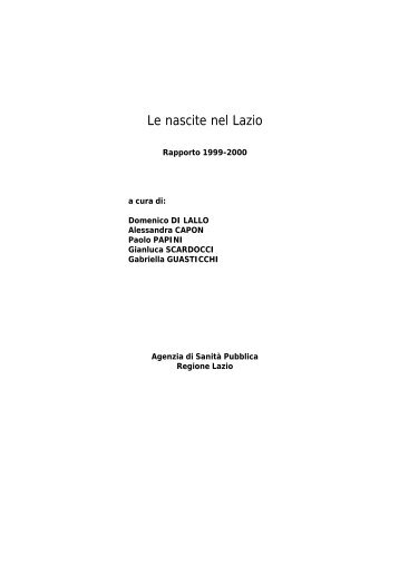 Le nascite nel Lazio - Rapporto 1999-2000 - Agenzia di SanitÃ  ...