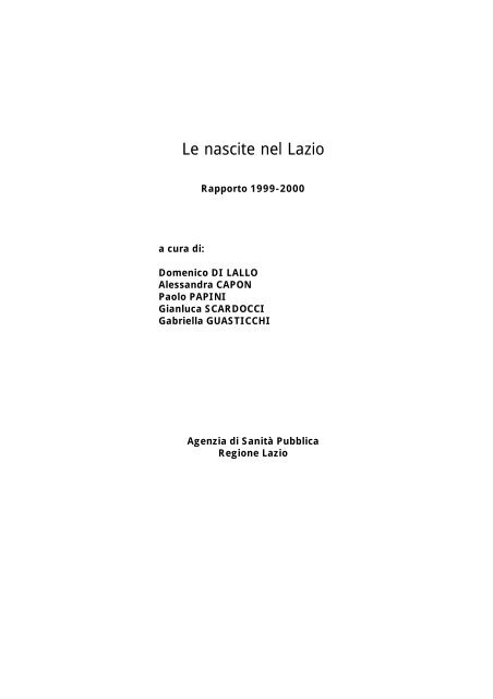 Le nascite nel Lazio - Rapporto 1999-2000 - Agenzia di SanitÃ  ...