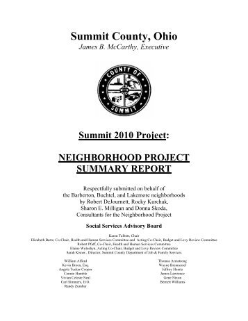 Neighborhood Project Report - Healthy Summit