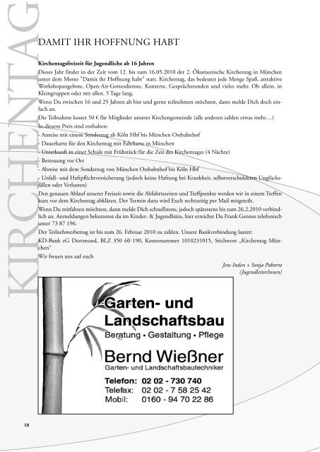 glaubt an mich! Johannes 14 1 VOHWINKELER GEMEINDEBRIEF