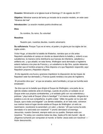 1 OcasiÃ³n: MinistraciÃ³n a la Iglesia local el Domingo 21 de agosto ...