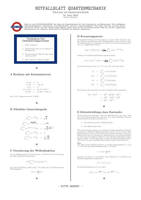 notfallblatt quantenmechanik - Website von Andreas Windisch.