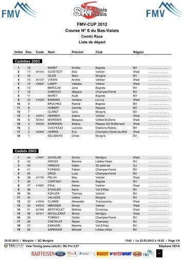 liste des dÃ©parts - data ski-valais