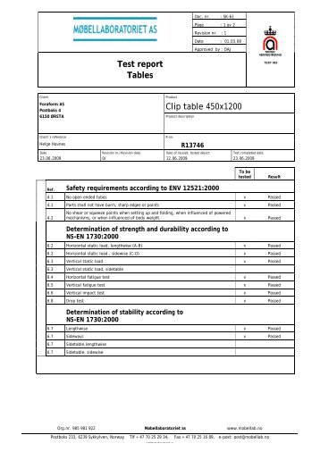 Test report Tables Clip table 450x1200 - Foraform