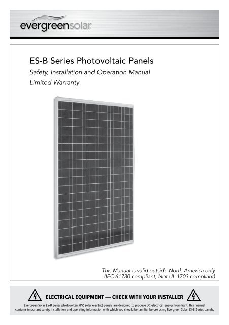 ES-B Series Photovoltaic Panels - Evergreen Solar