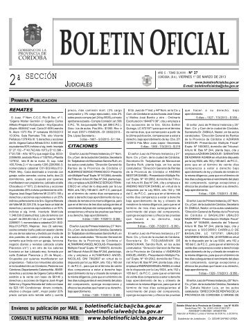 2Âº seccion - BoletÃ­n Oficial de la Provincia de CÃ³rdoba