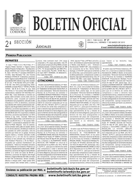 2Âº seccion - BoletÃ­n Oficial de la Provincia de CÃ³rdoba
