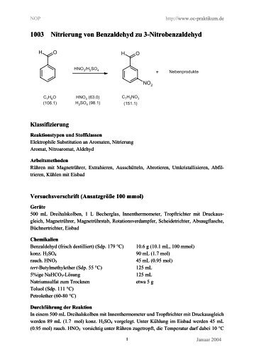 1003 Nitrierung von Benzaldehyd zu 3-Nitrobenzaldehyd - kriemhild
