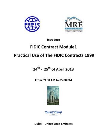 FIDIC Contract Module1 Practical Use of The FIDIC Contracts 1999