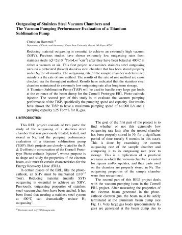 Outgassing of Stainless Steel Vacuum Chambers and The Vacuum ...