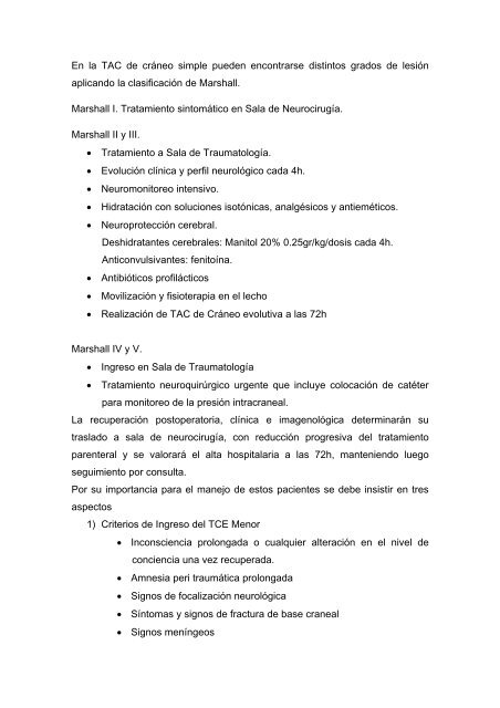 Manejo hospitalario del trauma craneoencefálico menor ... - SciELO