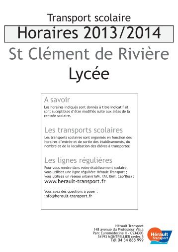 LycÃ©e Horaires 2012/2013 - HÃ©rault Transport