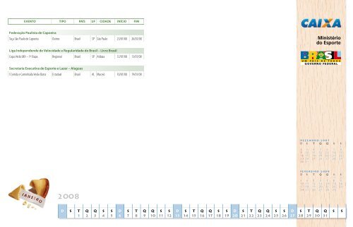 CalendÃ¡rio Esportivo Nacional 2008 - MinistÃ©rio do Esporte