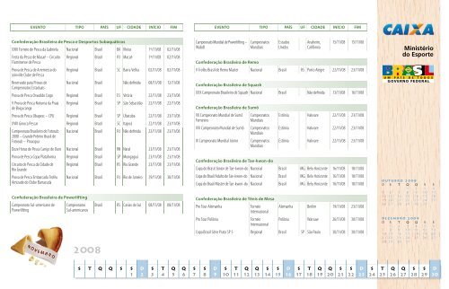 CalendÃ¡rio Esportivo Nacional 2008 - MinistÃ©rio do Esporte