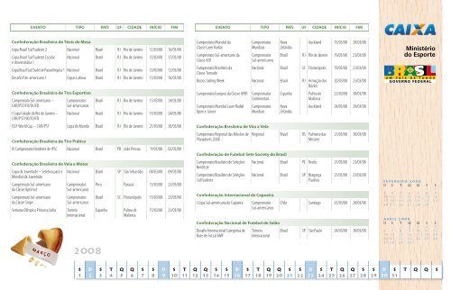 CalendÃ¡rio Esportivo Nacional 2008 - MinistÃ©rio do Esporte