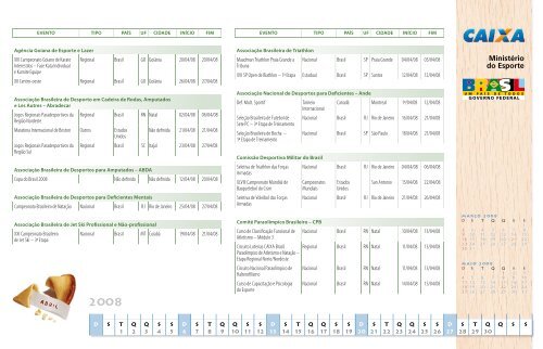 CalendÃ¡rio Esportivo Nacional 2008 - MinistÃ©rio do Esporte