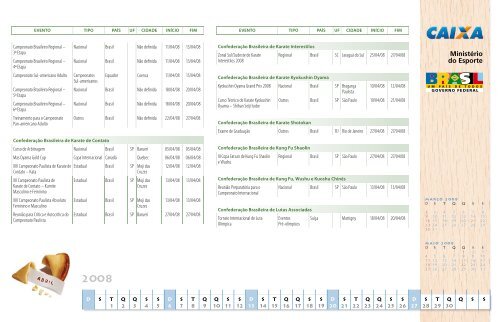 CalendÃ¡rio Esportivo Nacional 2008 - MinistÃ©rio do Esporte