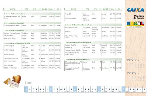 CalendÃ¡rio Esportivo Nacional 2008 - MinistÃ©rio do Esporte