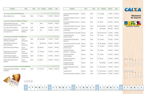 CalendÃ¡rio Esportivo Nacional 2008 - MinistÃ©rio do Esporte