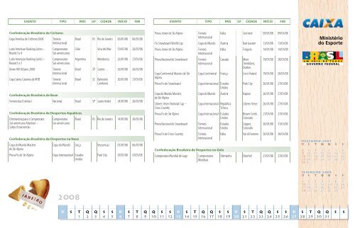 CalendÃ¡rio Esportivo Nacional 2008 - MinistÃ©rio do Esporte