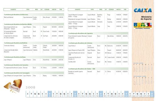 CalendÃ¡rio Esportivo Nacional 2008 - MinistÃ©rio do Esporte