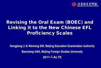 Revising the Oral Exam (BOEC) and Linking it to the New ... - ALTE