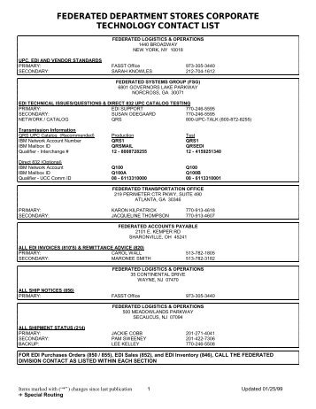 federated department stores corporate technology contact list