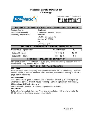 Material Safety Data Sheet Challenge - BouMatic