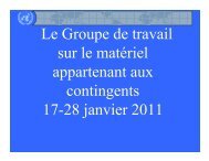 Le Groupe de travail sur le matériel appartenant aux contingents 17 ...