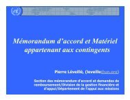 Mémorandum d'accord et Matériel appartenant aux contingents