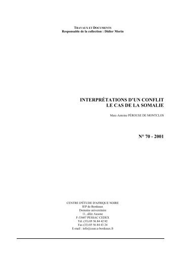 Interprétations d'un conflit, le cas de la Somalie