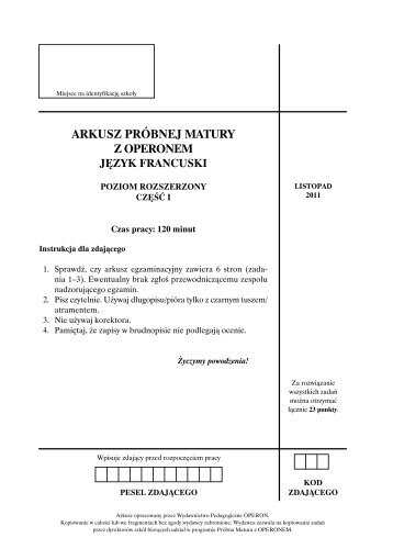 jÄzyk francuski - poziom rozszerzony - Operon