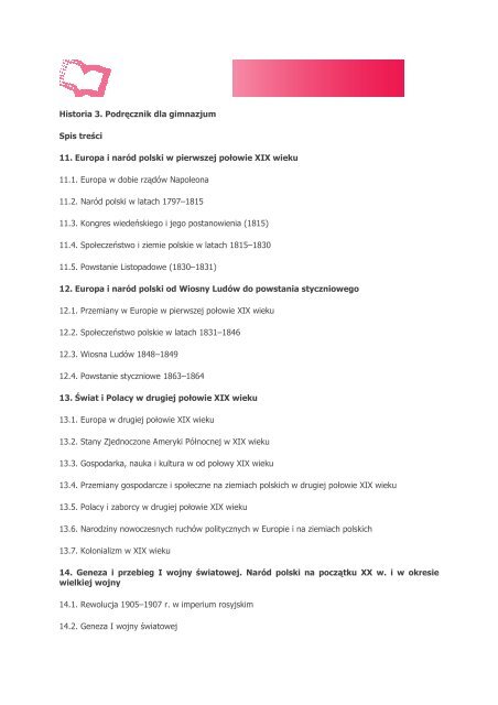 Historia 3. PodrÄcznik dla gimnazjum Spis treÅci 11 ... - Operon