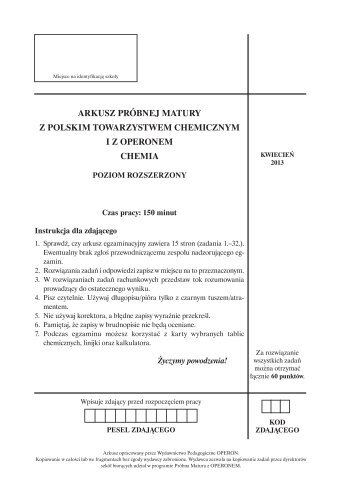 arkusz prÃ³bnej matury z polskim towarzystwem ... - Operon
