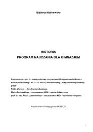 HISTORIA PROGRAM NAUCZANIA DLA GIMNAZJUM - Operon